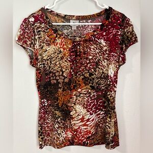Autumnal Abstract Worthington Stretch Short Sleeve Top